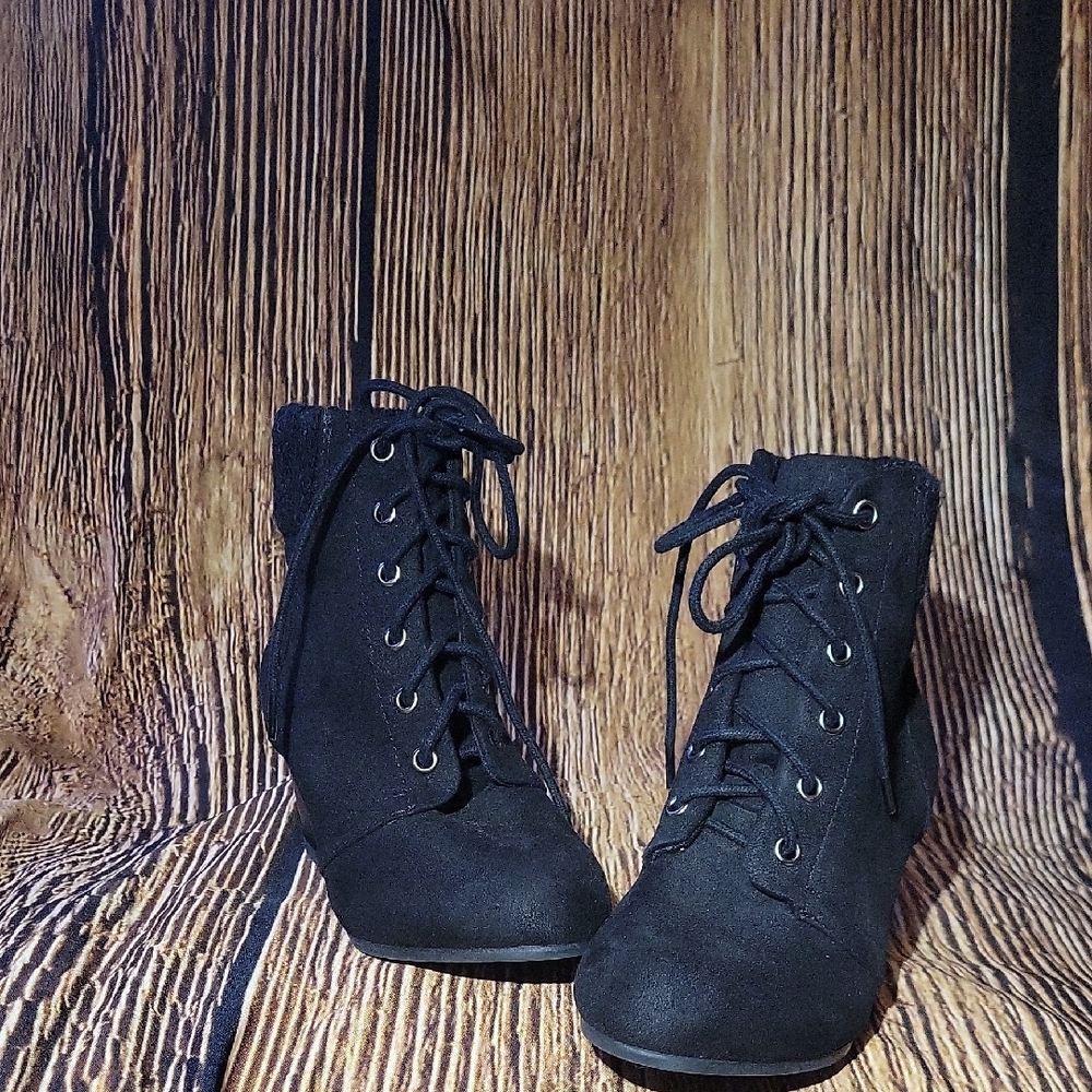 Black Ankle Lace-Up Combat Boots